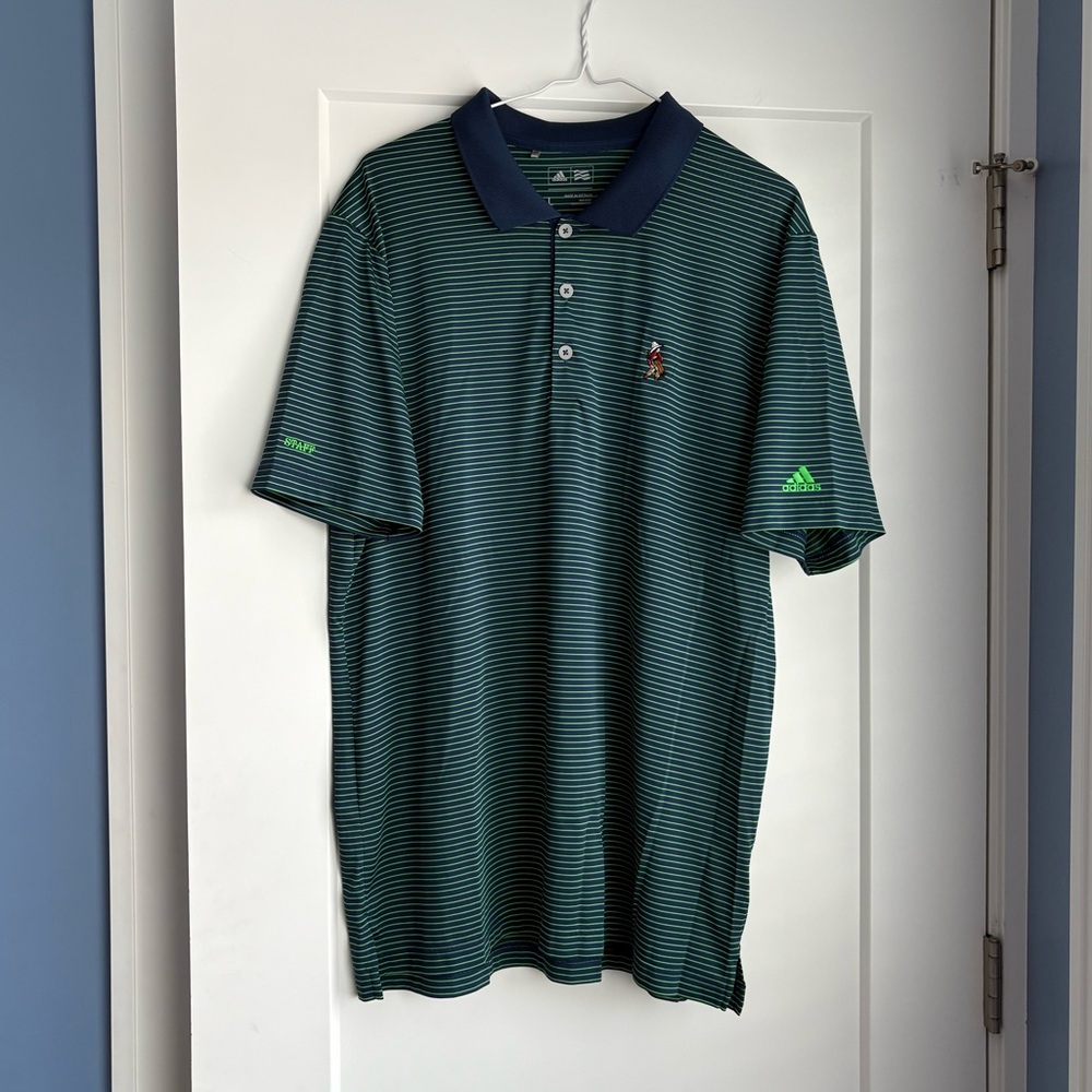 ADIDAS | Navy Blue and Green striped Polo | Men’s Size Large